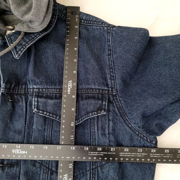 Vintage Route 66 Hybrid Hoodie Denim Jean Trucker Jacket Size Small - Picture 7 of 8